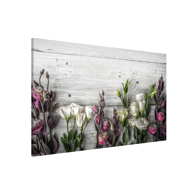 Lavagna magnetica - Tulip Rose Shabby Wood Look - Panorama formato orizzontale