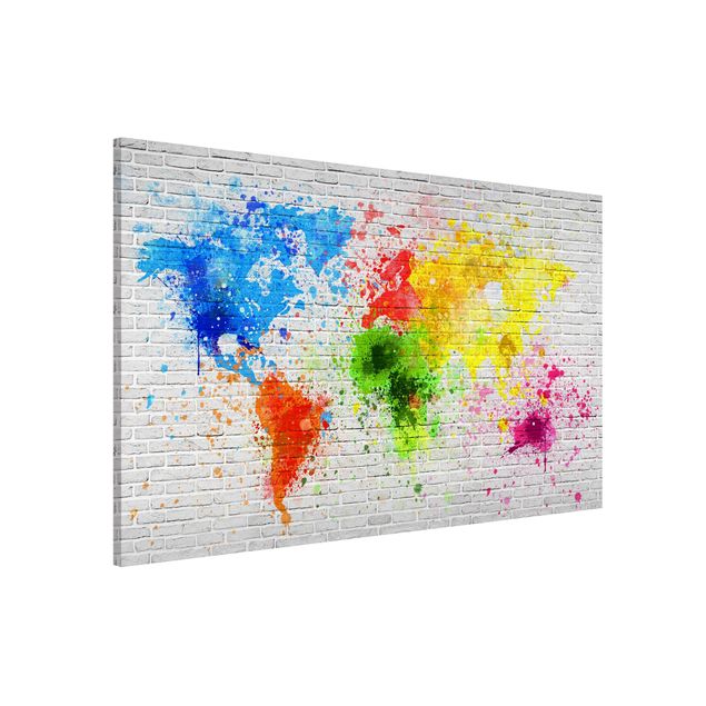 Lavagna magnetica - White Brick Wall World Map - Formato orizzontale 3:2