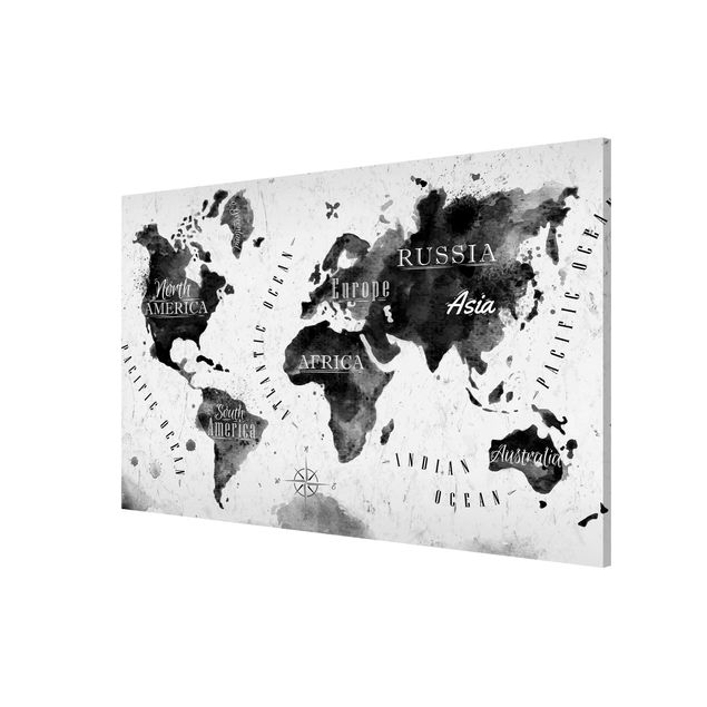 Lavagna magnetica - World Map Watercolor Black - Formato orizzontale 3:2