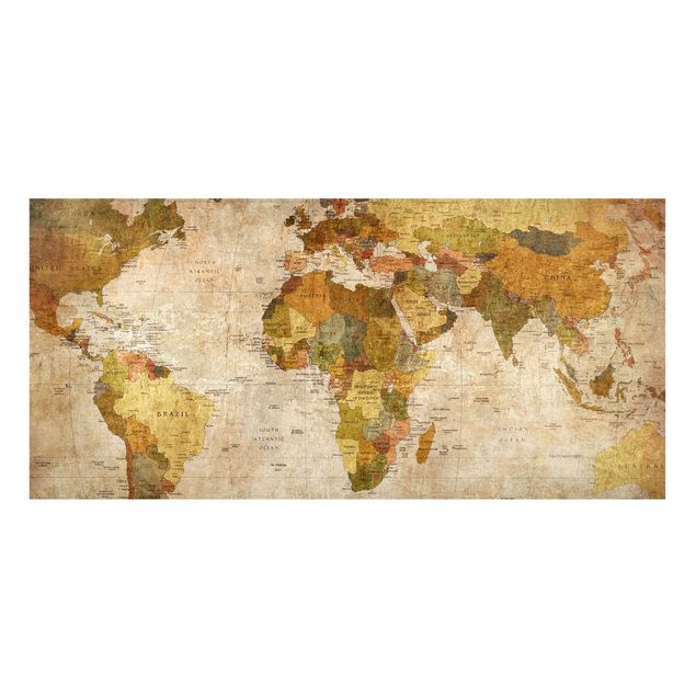 Lavagna magnetica - Map Of The World - Panorama formato orizzontale