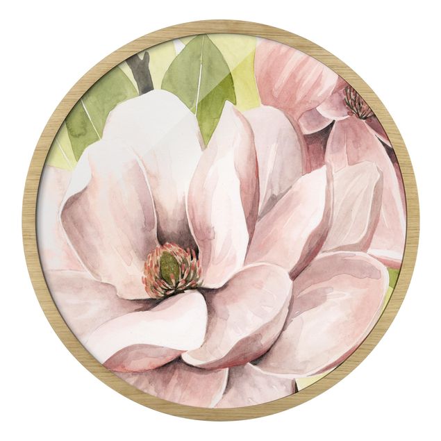 Quadro rotondo incorniciato - Magnolia arrossita I