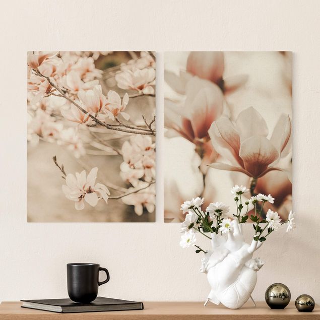 Quadro su tela fiori Set di fiori di magnolia