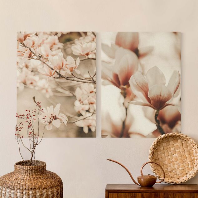Stampa su tela 2 parti - Fiori di magnolia Set
