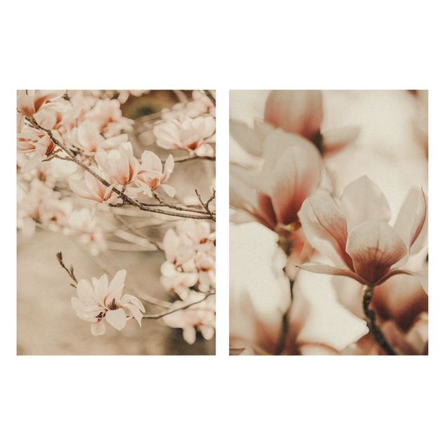 Stampa su tela 2 parti - Fiori di magnolia Set