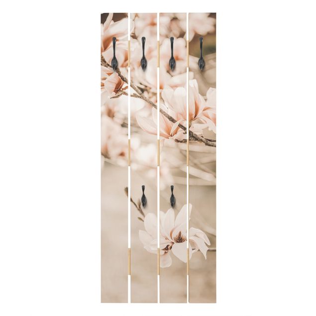 Appendiabiti in legno - Ramo di magnolia in stile vintage