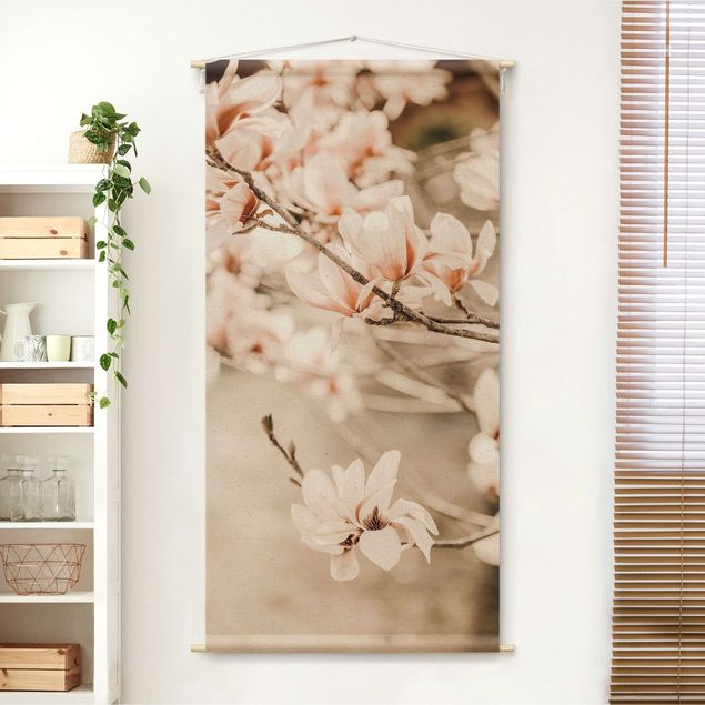 Arazzi da parete moderno Ramo di magnolia in stile vintage