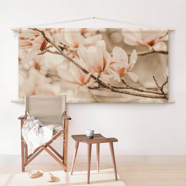 Arazzi da parete moderno Ramo di magnolia in stile vintage