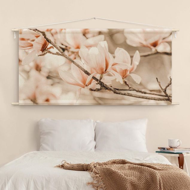 Arazzi da parete xxl Ramo di magnolia in stile vintage