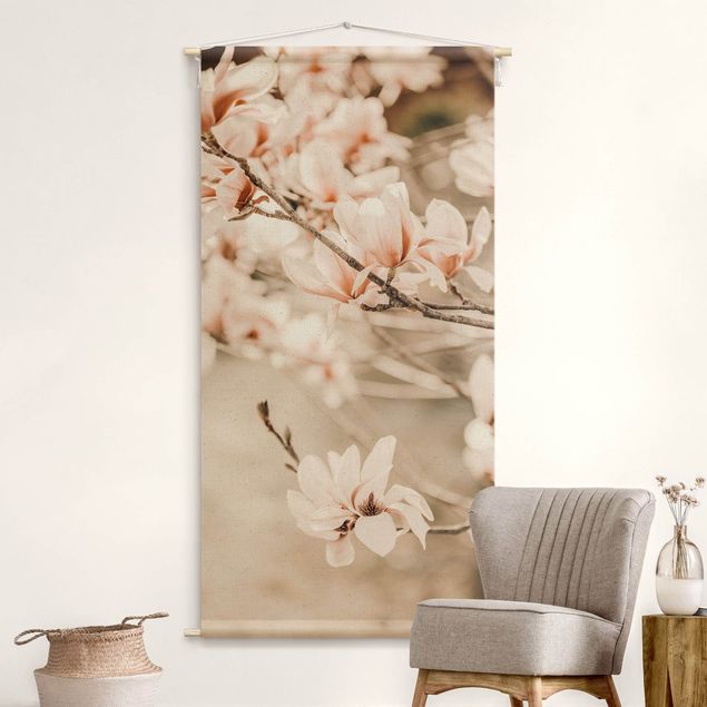 Arazzi da parete foresta Ramo di magnolia in stile vintage