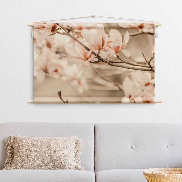 Arazzi da parete foresta Ramo di magnolia in stile vintage