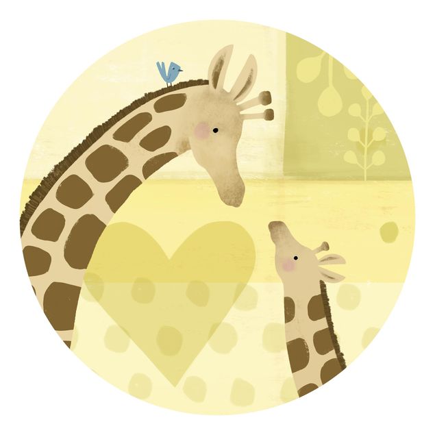 Carta da parati rotonda autoadesiva - Io e mia madre - giraffe