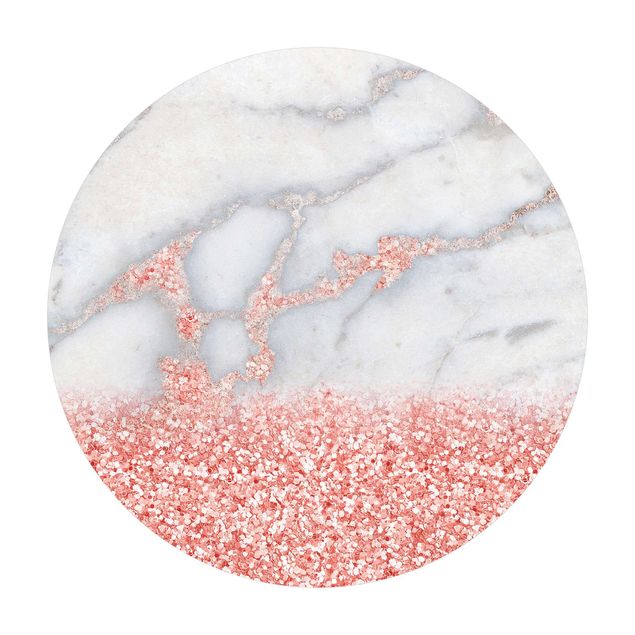 Tappeti in vinile grandi dimensioni Effetto marmo con coriandoli rosa chiaro