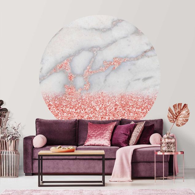 Tapete abstrakte Optik Effetto marmo con coriandoli rosa