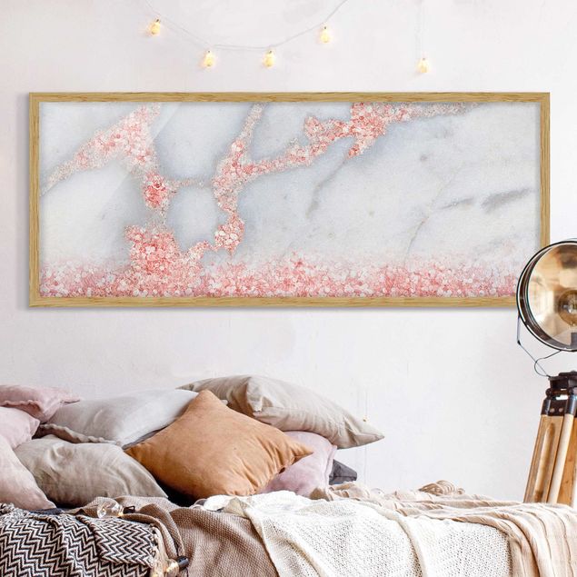quadro astratto Effetto marmo con coriandoli rosa chiaro