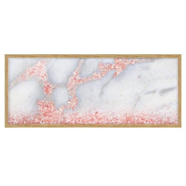 Poster con cornice - Effetto marmo con coriandoli rosa