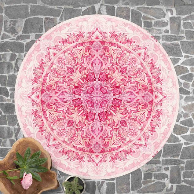 Tappeto da balcone Mandala Acquerello Ornamento Disegno Rosa