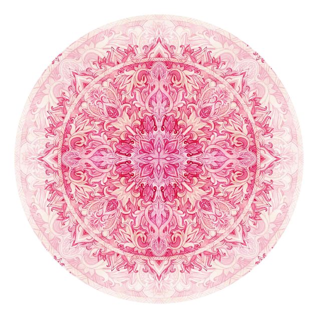 Carta da parati ornamentale camera da letto Mandala Acquerello Ornamento Disegno Rosa