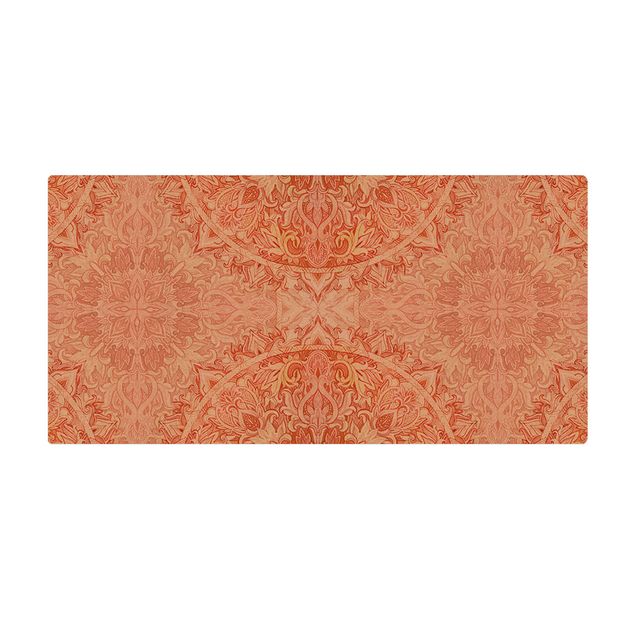 Tappetino di sughero - Ornamento mandala in acquerello arancione - Formato orizzontale 2:1
