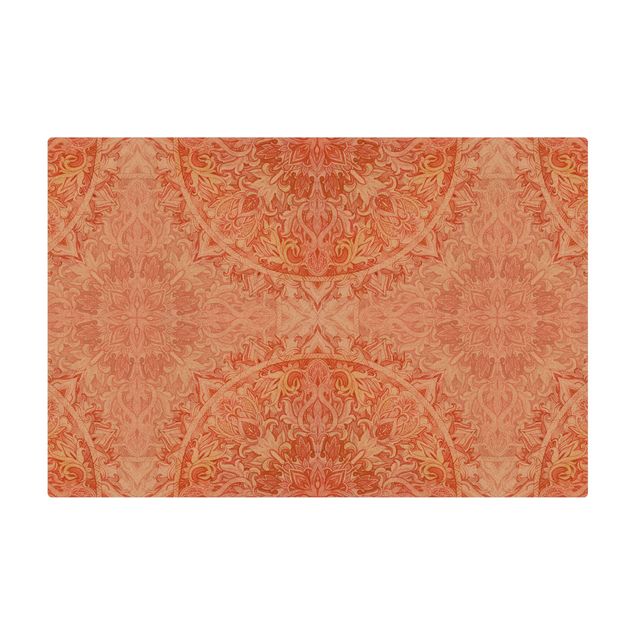 Tappetino di sughero - Ornamento mandala in acquerello arancione - Formato orizzontale 3:2