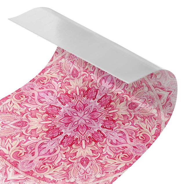 Rivestimento per doccia - Ornamento mandala in acquerello rosa