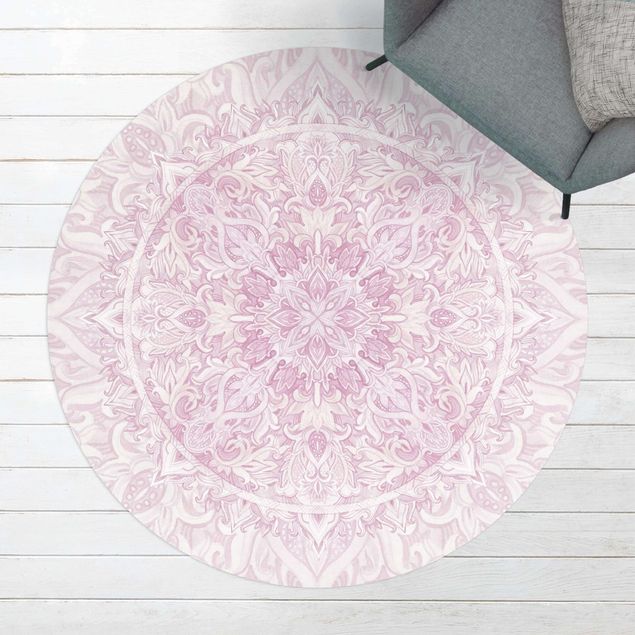 Tappeti da esterno Ornamento mandala in acquerello rosa