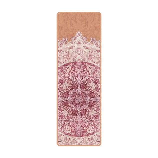 Tappetino yoga - Ornamento mandala in acquerello rosso