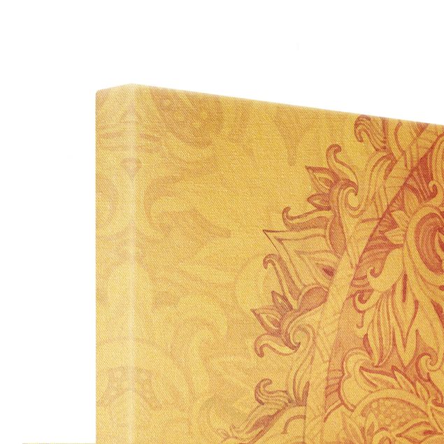 Stampa su tela 2 parti - Mandala ornamentale in acquerello set beige e fucsia