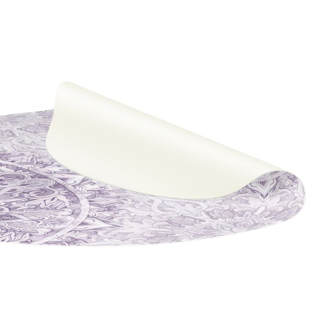 Tappeto in vinile rotondo - Ornamento mandala in acquerello violetto