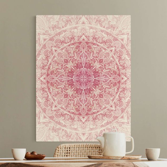 Riproduzioni su tela quadri famosi Mandala - Acquerelli Sole Ornamento Rosa Chiaro