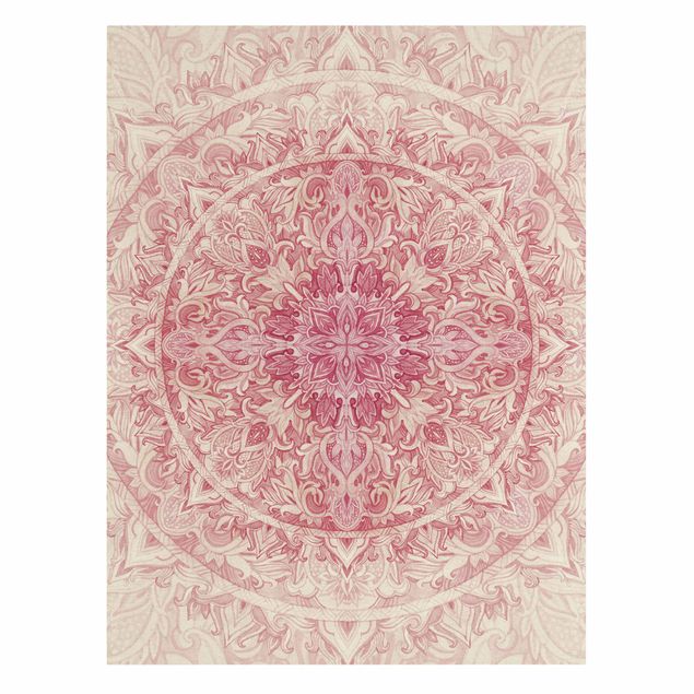 Stampa su tela - Mandala Acquerello Sun Ornament Rosa - Verticale 4:3