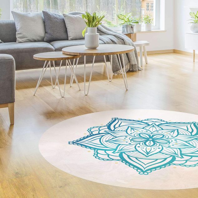Tappeti moderni soggiorno Mandala - Illustrazione Oro Blu