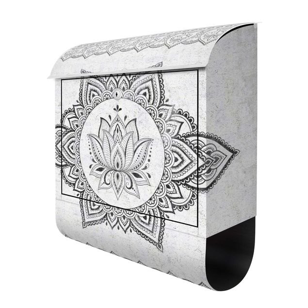 Cassetta postale - Mandala con loto effetto cemento