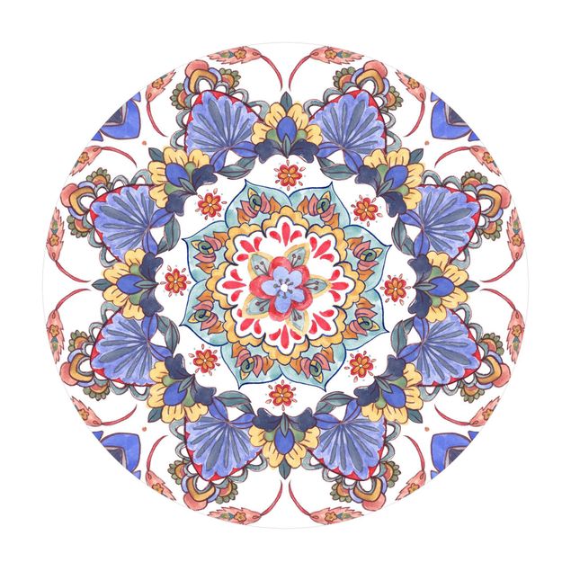 Tappeto in vinile rotondo - Mandala meditazione Hatha