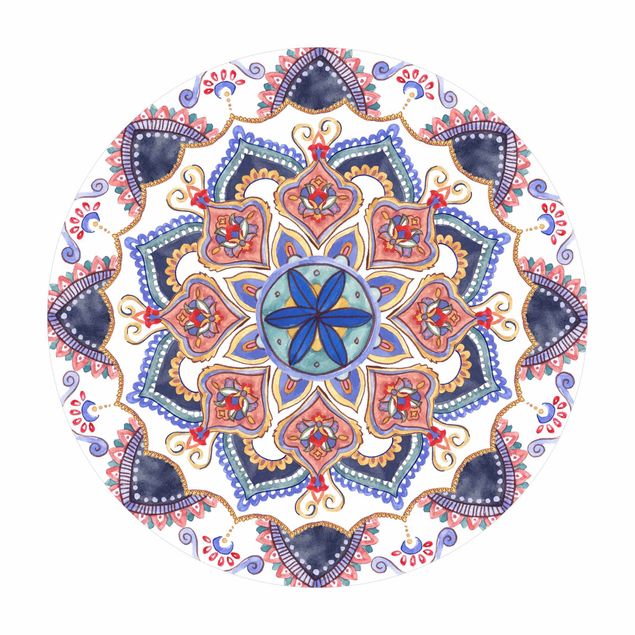 Tappeto in vinile rotondo - Mandala meditazione Mantra