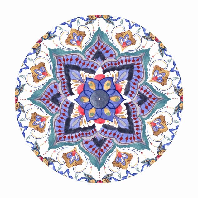 Tappeto in vinile rotondo - Mandala meditazione Namasté