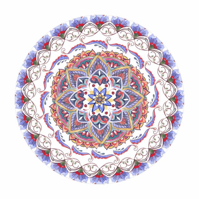 Tappeto in vinile rotondo - Mandala meditazione Pranayama