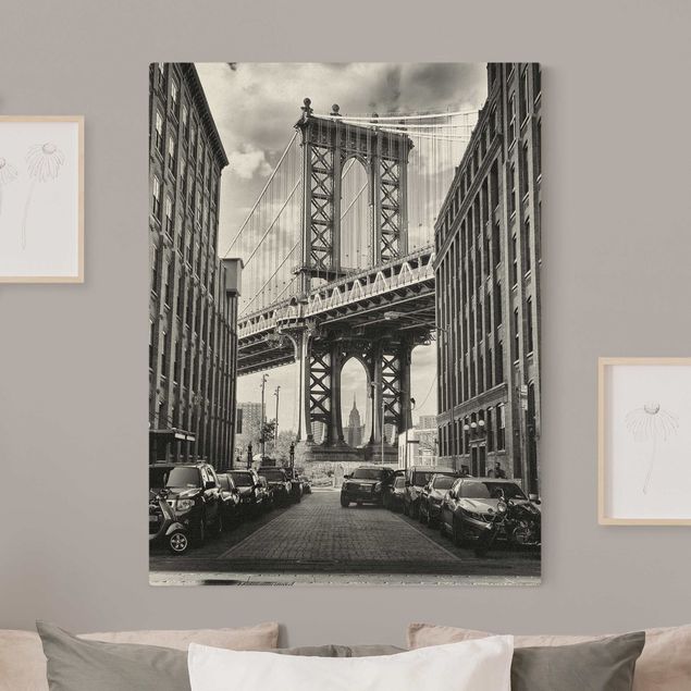 Tele bianco e nero Ponte di Manhattan in America