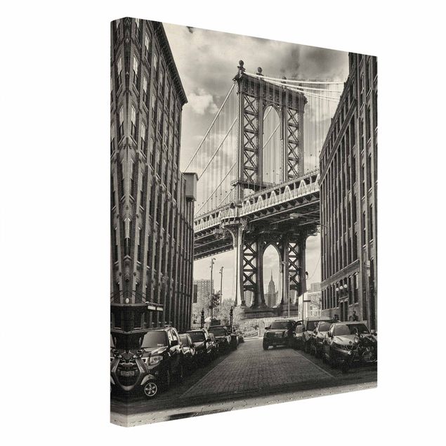 Quadro su tela naturale - Manhattan Bridge in America - Formato verticale 3:4