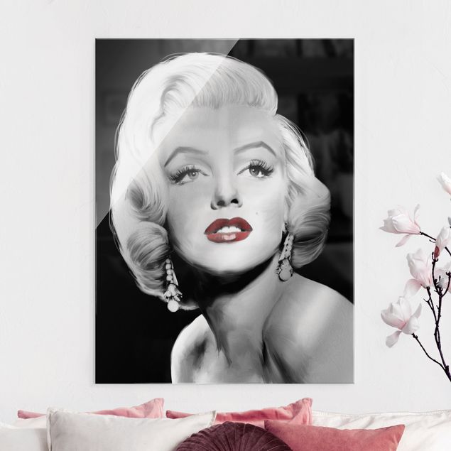 Lavagna magnetica in vetro Marilyn con gli orecchini