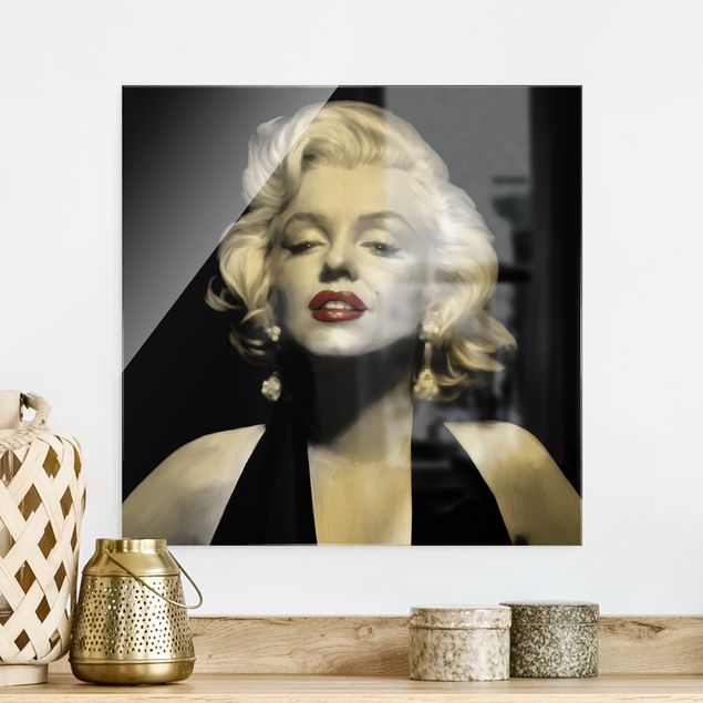 Lavagna magnetica vetro Marilyn con le labbra rosse