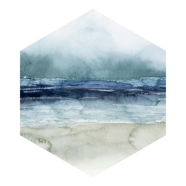 Carta da parati esagonale adesiva con disegni - Nebbia marina I
