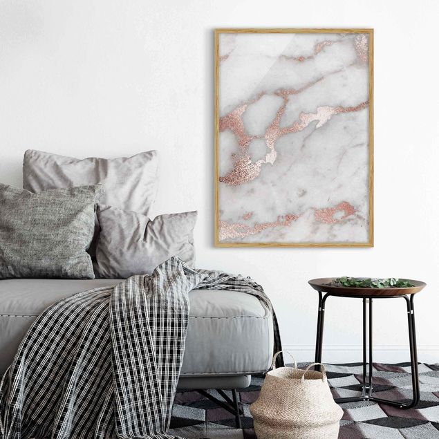 Poster con cornice - Effetto marmo con brillantini