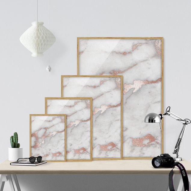 Poster con cornice - Effetto marmo con brillantini