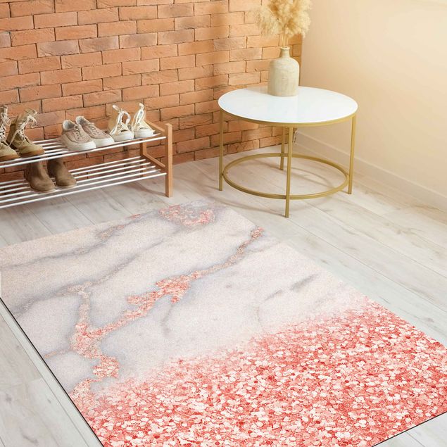 Teppich Marmoroptik Effetto marmo con coriandoli rosa chiaro
