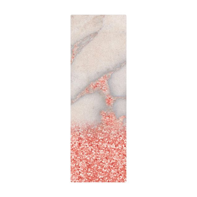 Tappetino di sughero - Effetto marmo con coriandoli rosa - Formato verticale 1:2
