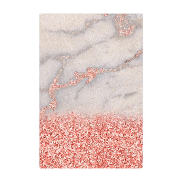 Tappetino di sughero - Effetto marmo con coriandoli rosa - Formato verticale 2:3