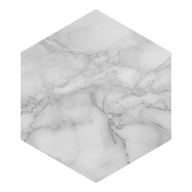 Fotomurale esagonale autoadesivo - Effetto marmo bianco e nero