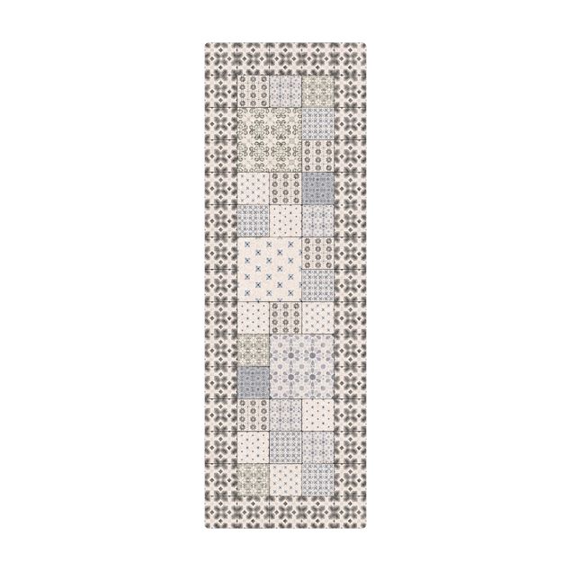 Tappetino di sughero - Piastrelle marocchine combinazione Rabat con cornice di mattonelle - Formato verticale 1:2