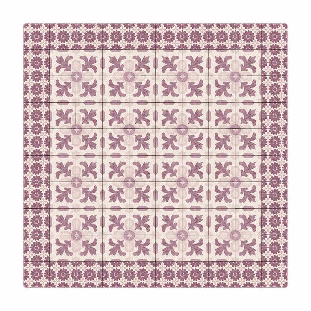 Tappetino di sughero - Piastrelle marocchine con ornamenti con cornice di mattonelle - Quadrato 1:1