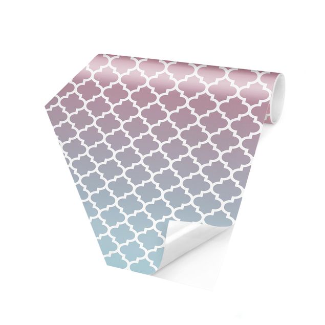 Carta da parati esagonale adesiva con disegni - Trama marocchina con gradiente cromatico rosa e blu